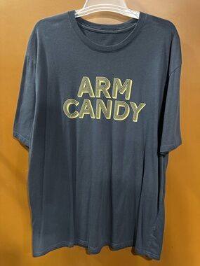 ARM CANDY Graphic Tee in Charcoal with Yellow Text